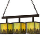 Meyda Lighting Mountain Pine 36" 3-Light Cafe Noir Island Pendant Light With Avacado Art Shade Glass