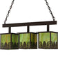 Meyda Lighting Mountain Pine 36" 3-Light Cafe Noir Island Pendant Light With Avacado Art Shade Glass