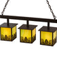 Meyda Lighting Mountain Pine 36" 3-Light Cafe Noir Island Pendant Light With Avacado Art Shade Glass
