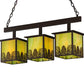 Meyda Lighting Mountain Pine 36" 3-Light Cafe Noir Island Pendant Light With Avacado Art Shade Glass