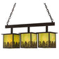 Meyda Lighting Mountain Pine 36" 3-Light Cafe Noir Island Pendant Light With Avacado Art Shade Glass