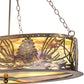 Meyda Lighting Mountain Pine 36" 4-Light Antique Copper Island Inverted Pendant Light With Green & Brown Art Shade Glass