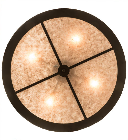 Meyda Lighting Mountain Pine 36" 4-Light Oil Rubbed Bronze Semi Flush Light With Silver Mica Shade Glass