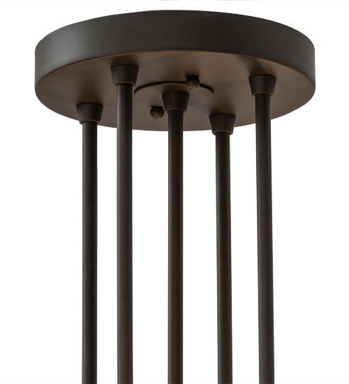 Meyda Lighting Mountain Pine 36" 4-Light Oil Rubbed Bronze Semi Flush Light With Silver Mica Shade Glass