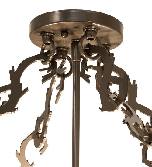 Meyda Lighting Mountain Pine 36" 4-Light Timeless Bronze Semi-flush Mount Light With Silver Mica Shade Glass