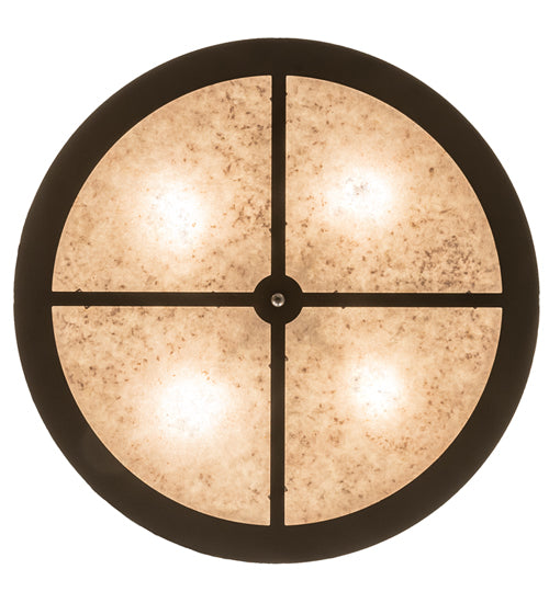 Meyda Lighting Mountain Pine 36" 4-Light Timeless Bronze Semi-flush Mount Light With Silver Mica Shade Glass