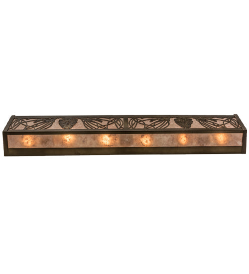 Meyda Lighting Mountain Pine 36" 6-Light Antique Copper Vanity Light With Silver Mica Shade Glass