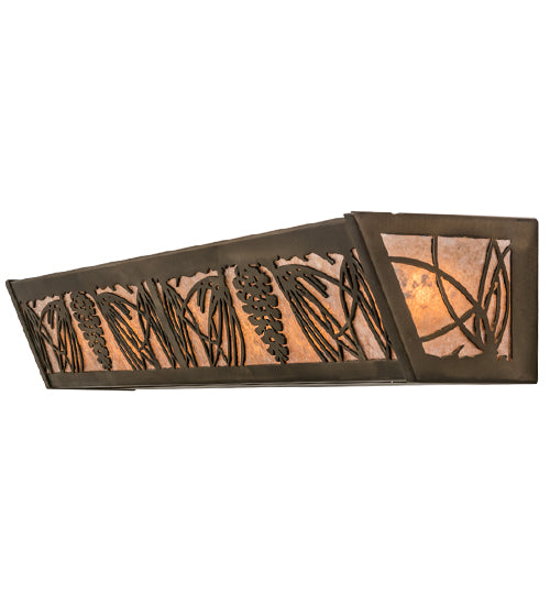 Meyda Lighting Mountain Pine 36" 6-Light Antique Copper Vanity Light With Silver Mica Shade Glass