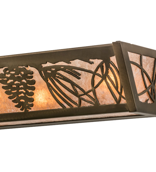 Meyda Lighting Mountain Pine 36" 6-Light Antique Copper Vanity Light With Silver Mica Shade Glass