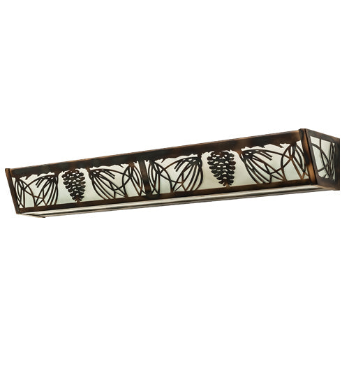 Meyda Lighting Mountain Pine 36" 6-Light Light Burnished Antique Copper Vanity Light With Clear Frosted Shade