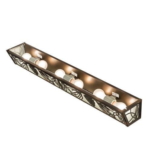 Meyda Lighting Mountain Pine 36" 6-Light Light Burnished Antique Copper Vanity Light With Clear Frosted Shade