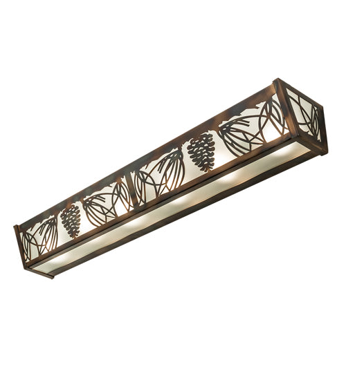 Meyda Lighting Mountain Pine 36" 6-Light Light Burnished Antique Copper Vanity Light With Clear Frosted Shade