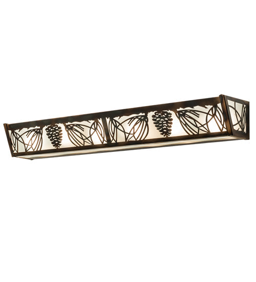 Meyda Lighting Mountain Pine 36" 6-Light Light Burnished Antique Copper Vanity Light With Clear Frosted Shade