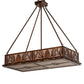 Meyda Lighting Mountain Pine 36" 6-Light Vintage Copper Island Inverted Pendant Light With Silver Mica Shade Glass