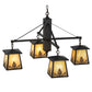 Meyda Lighting Mountain Pine 38" 4-Light Craftsman Brown Chandelier With Beige Iridescent Shade Glass