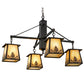 Meyda Lighting Mountain Pine 38" 4-Light Craftsman Brown Chandelier With Beige Iridescent Shade Glass