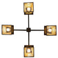 Meyda Lighting Mountain Pine 38" 4-Light Craftsman Brown Chandelier With Beige Iridescent Shade Glass