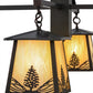 Meyda Lighting Mountain Pine 38" 4-Light Craftsman Brown Chandelier With Beige Iridescent Shade Glass