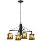 Meyda Lighting Mountain Pine 38" 4-Light Craftsman Brown Chandelier With Beige Iridescent Shade Glass