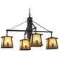 Meyda Lighting Mountain Pine 38" 4-Light Craftsman Brown Chandelier With Beige Iridescent Shade Glass