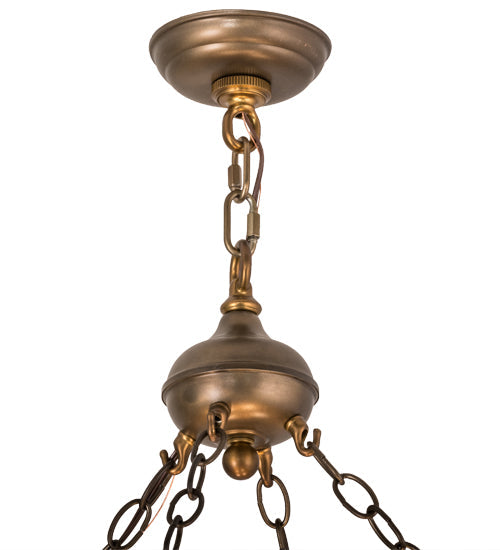 Meyda Lighting Mountain Pine 42" 4-Light Antique Copper Inverted Pendant Light With Amber Mica Shade Glass