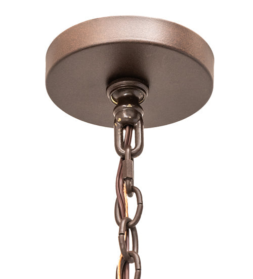 Meyda Lighting Mountain Pine 48" 14-Light 2-Tier Cafe Noir Inverted Pendant Light With Silver Mica Shade Glass
