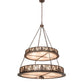 Meyda Lighting Mountain Pine 48" 14-Light 2-Tier Cafe Noir Inverted Pendant Light With Silver Mica Shade Glass