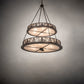 Meyda Lighting Mountain Pine 48" 14-Light 2-Tier Cafe Noir Inverted Pendant Light With Silver Mica Shade Glass
