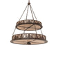 Meyda Lighting Mountain Pine 48" 14-Light 2-Tier Cafe Noir Inverted Pendant Light With Silver Mica Shade Glass