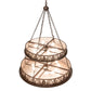 Meyda Lighting Mountain Pine 48" 14-Light 2-Tier Cafe Noir Inverted Pendant Light With Silver Mica Shade Glass