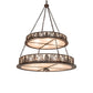 Meyda Lighting Mountain Pine 48" 14-Light 2-Tier Cafe Noir Inverted Pendant Light With Silver Mica Shade Glass