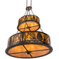 Meyda Lighting Mountain Pine 48" 18-Light 2-Tier Mahogany Bronze Inverted Pendant Light With Amber Mica Shade Glass