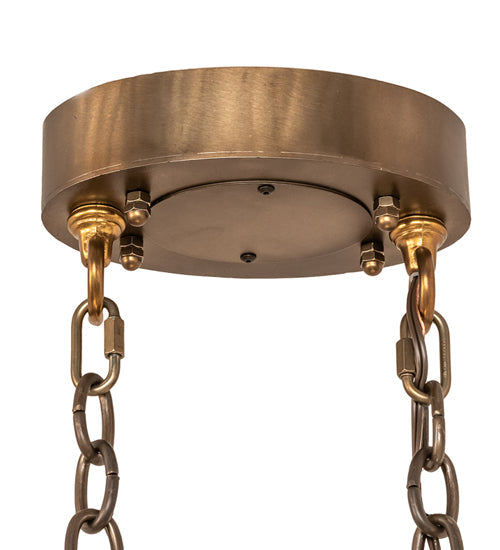 Meyda Lighting Mountain Pine 48" 8-Light Antique Copper Inverted Island Pendant Light With Silver Mica Shade Glass
