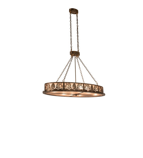 Meyda Lighting Mountain Pine 48" 8-Light Antique Copper Inverted Island Pendant Light With Silver Mica Shade Glass
