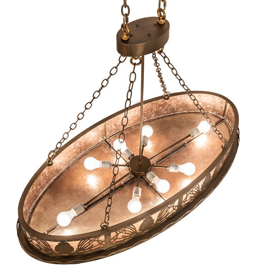 Meyda Lighting Mountain Pine 48" 8-Light Antique Copper Inverted Island Pendant Light With Silver Mica Shade Glass