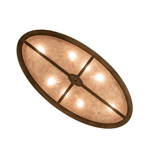 Meyda Lighting Mountain Pine 48" 8-Light Antique Copper Inverted Island Pendant Light With Silver Mica Shade Glass
