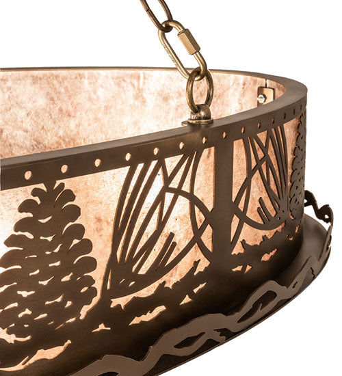 Meyda Lighting Mountain Pine 48" 8-Light Antique Copper Inverted Island Pendant Light With Silver Mica Shade Glass