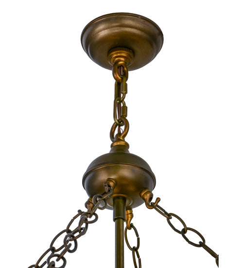 Meyda Lighting Mountain Pine 48" 8-Light Antique Copper Inverted Pendant Light With Silver Mica Shade Glass