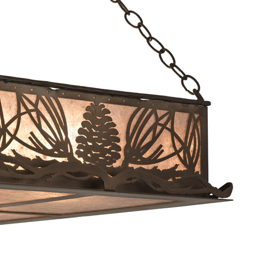 Meyda Lighting Mountain Pine 48" 8-Light Antique Copper Island Inverted Pendant Light With Silver Mica Shade Glass