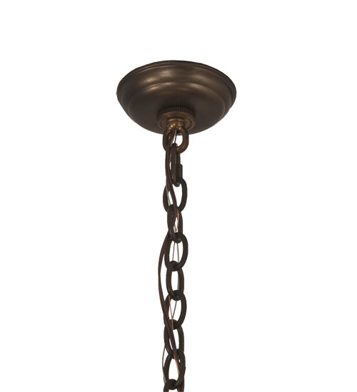 Meyda Lighting Mountain Pine 48" 8-Light Antique Copper Island Inverted Pendant Light With Silver Mica Shade Glass