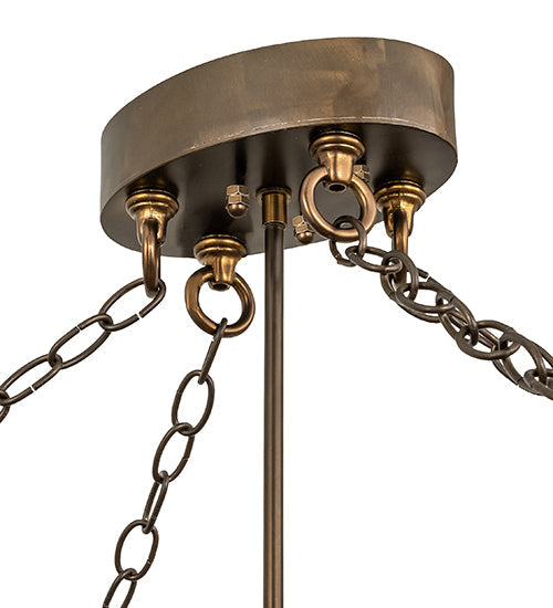 Meyda Lighting Mountain Pine 48" 8-Light Antique Copper Island Semi-flush Mount Light With Silver Mica Shade Glass