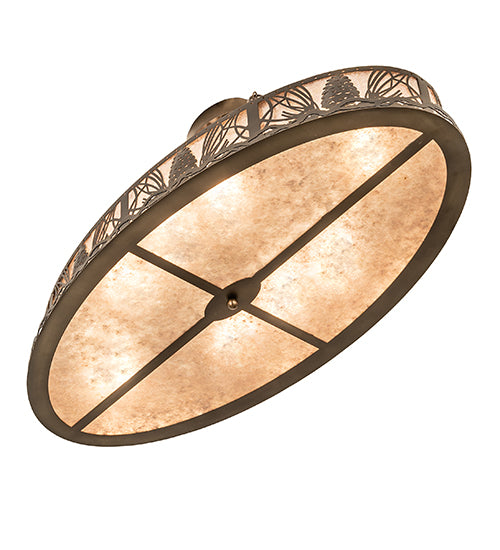 Meyda Lighting Mountain Pine 48" 8-Light Antique Copper Island Semi-flush Mount Light With Silver Mica Shade Glass