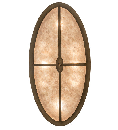 Meyda Lighting Mountain Pine 48" 8-Light Antique Copper Island Semi-flush Mount Light With Silver Mica Shade Glass