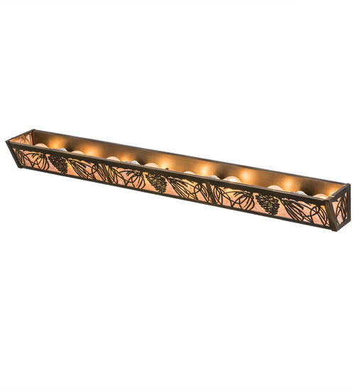 Meyda Lighting Mountain Pine 48" 8-Light Antique Copper Vanity Light With Silver Mica Shade Glass