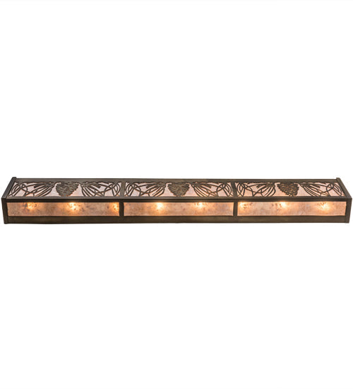 Meyda Lighting Mountain Pine 48" 8-Light Antique Copper Vanity Light With Silver Mica Shade Glass