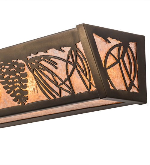 Meyda Lighting Mountain Pine 48" 8-Light Antique Copper Vanity Light With Silver Mica Shade Glass