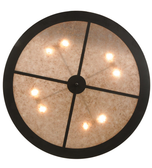 Meyda Lighting Mountain Pine 48" 8-Light Oil Rubbed Bronze Inverted Pendant Light With Silver Mica Shade Glass