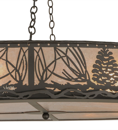 Meyda Lighting Mountain Pine 48" 8-Light Oil Rubbed Bronze Inverted Pendant Light With Silver Mica Shade Glass