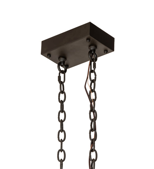 Meyda Lighting Mountain Pine 48" 8-Light Oil Rubbed Bronze Island Inverted Pendant Light With Beige Shade Glass