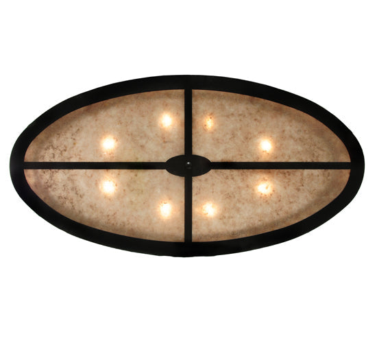 Meyda Lighting Mountain Pine 48" 8-Light Textured Black Inverted Pendant Light With Silver Mica Shade Glass